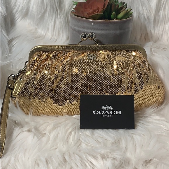 Coach sequin evening bag sateen lining euc formal - Picture 2 of 7